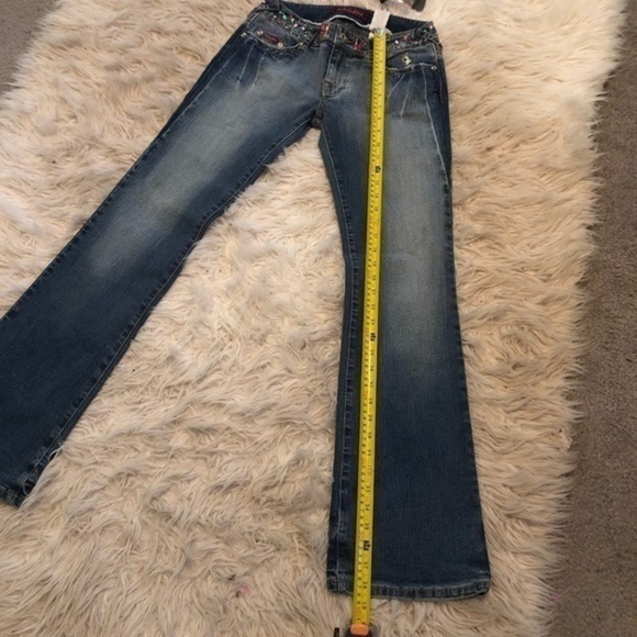 NWT Baby Phat boot cut Rhinestone sparkle embroidered pocket blue jeans sz 5 - Picture 16 of 16